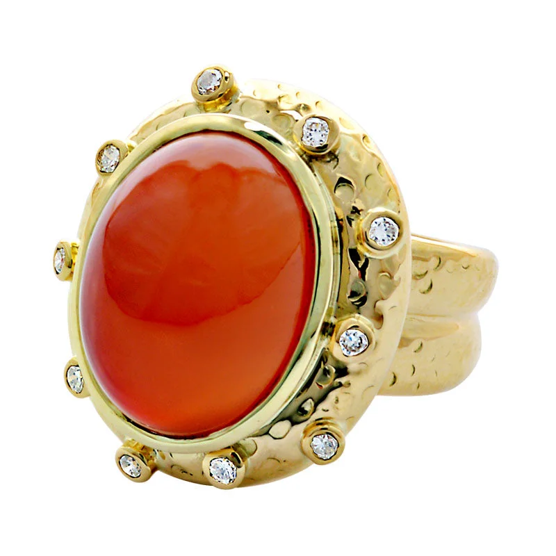 ladies-rose-gold-bezel-rings-Ring-Cornelian and Diamond