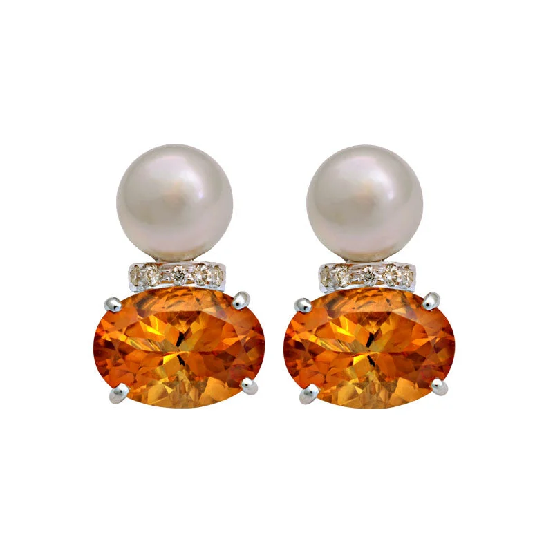 ladies-infinity-diamond-earrings-Earrings-Citrine, South Sea Pearl and Diamond