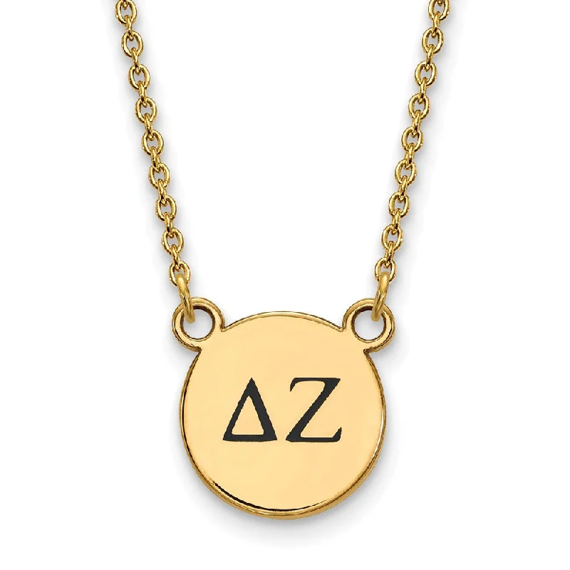 Ladies necklaces for lens crafters -14K Plated Silver Delta Zeta Small Enamel Greek Letters Necklace