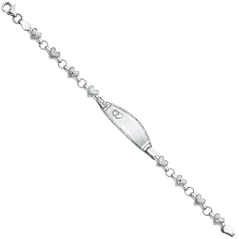 Ladies bracelets for movie vibes -14K White Gold Baby ID Hearts Bracelet