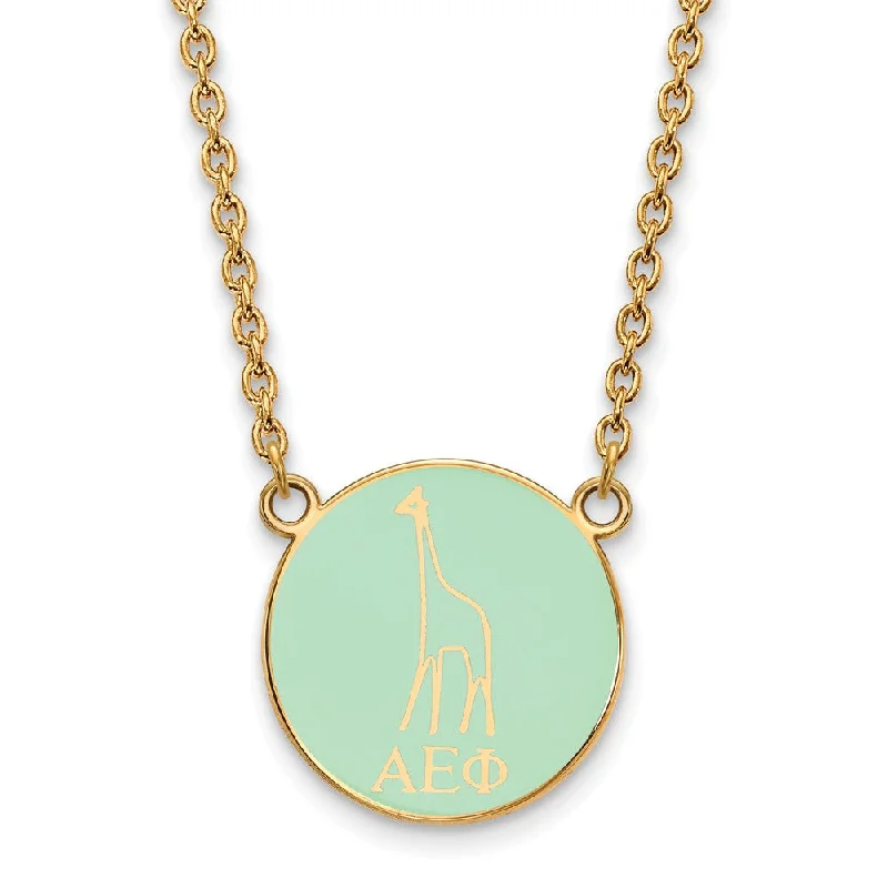 Ladies necklaces rustic charm -14K Plated Silver Alpha Epsilon Phi Small Enamel Necklace