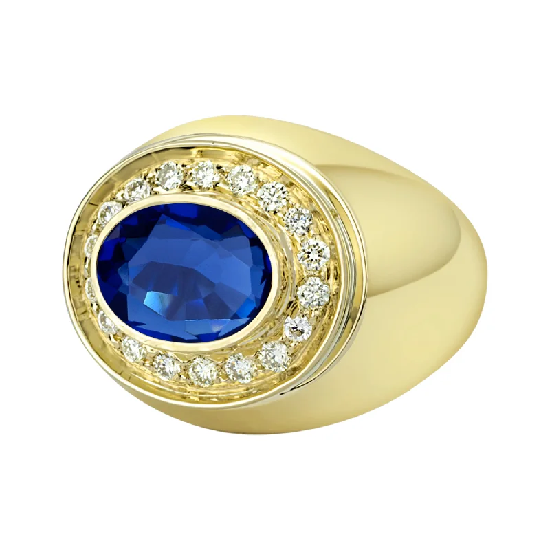 ladies-luxury-sapphire-rings-Ring - Blue Sapphire and Diamond in 18K Gold