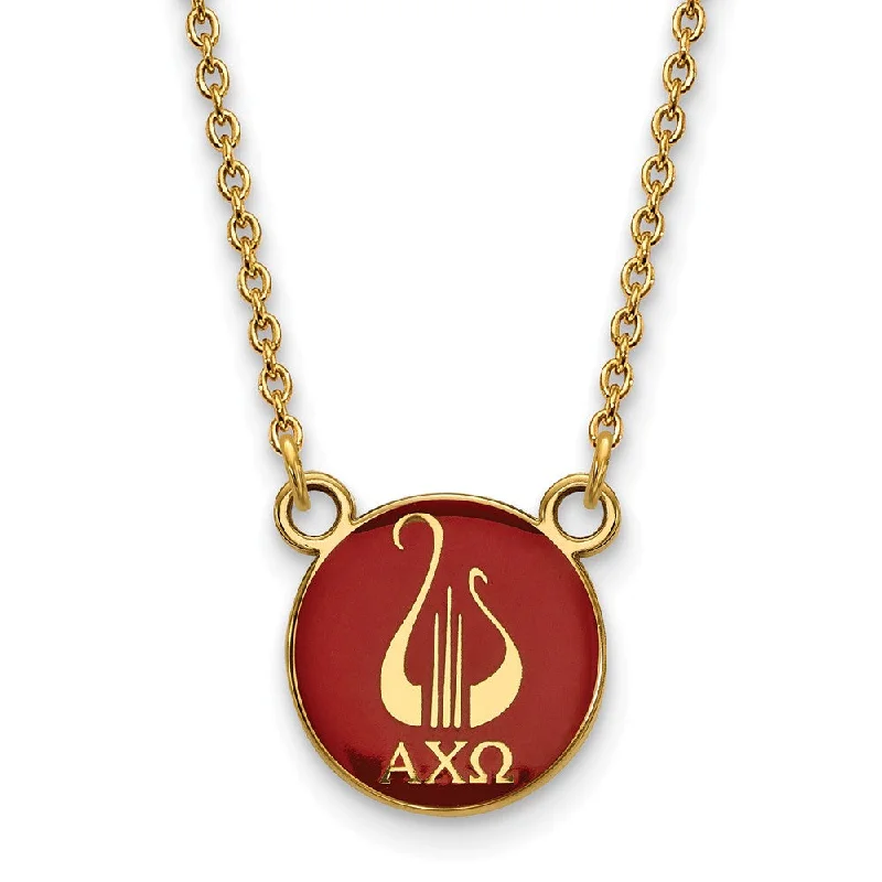 Ladies necklaces with mauve iolite -14K Plated Silver Alpha Chi Omega Small Enamel Logo Necklace