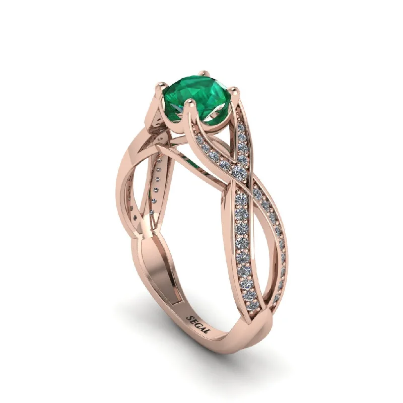 engagement-cushion-cut-white-gold-rings-Emerald Eternal Twist Engagement Ring - Maisie No. 5