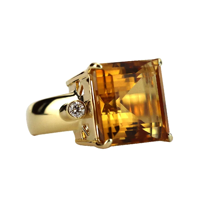 ladies-minimalist-diamond-rings-Ring - Citrine and Diamond