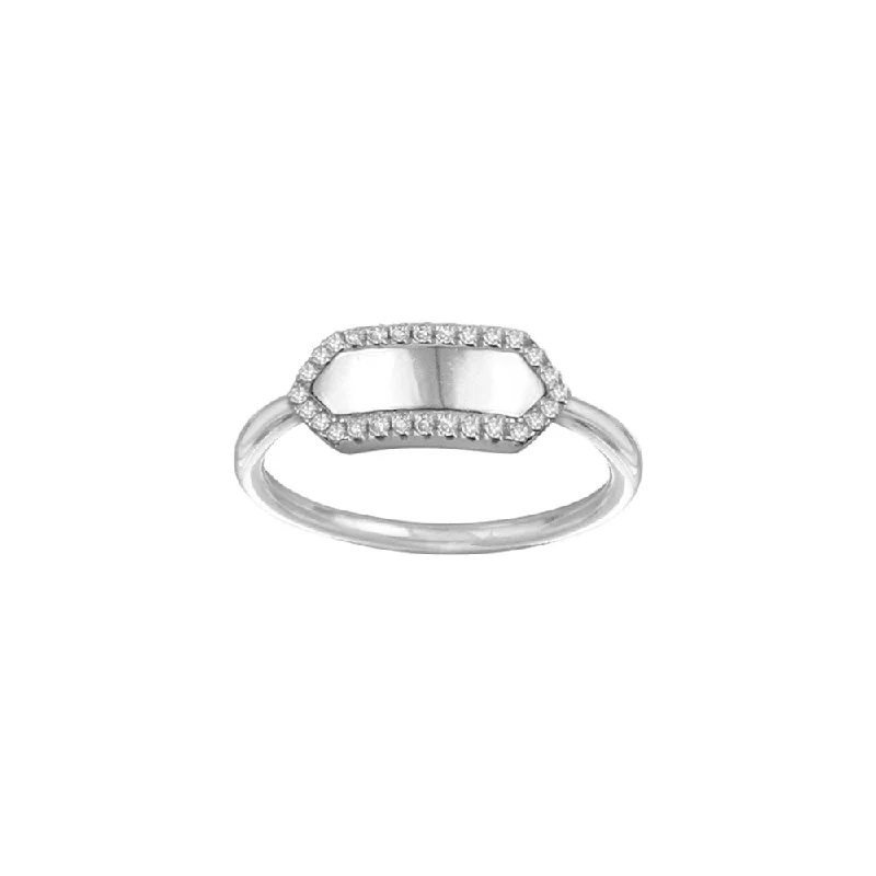 ladies-classic-platinum-rings-THE PAVE' SLIM SIGNET RING