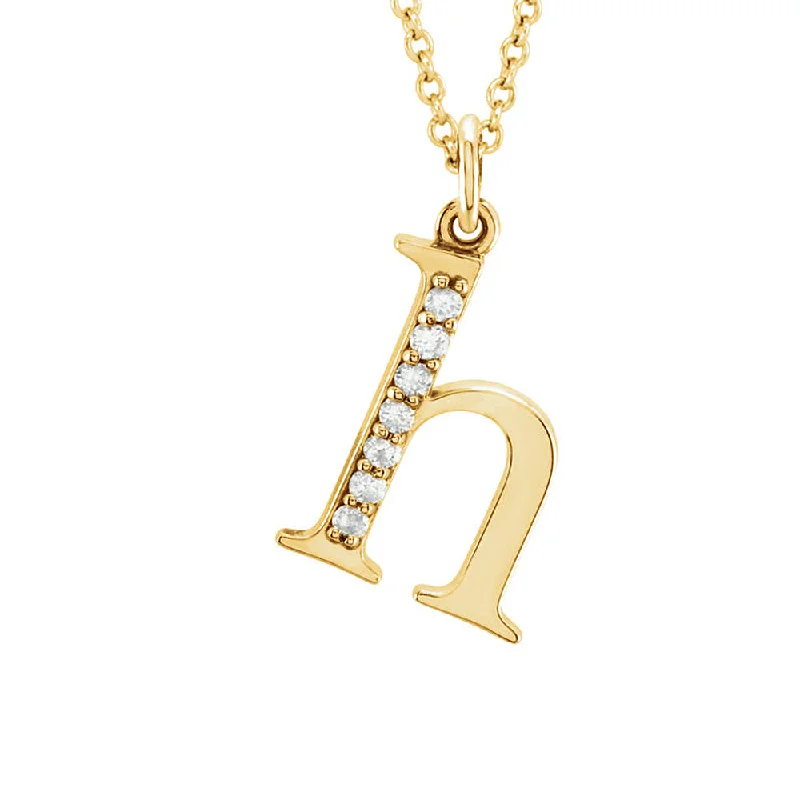 Ladies necklaces for tea moments -The Abbey 14k Yellow Diamond Lower Case Initial 'h' Necklace 16 Inch