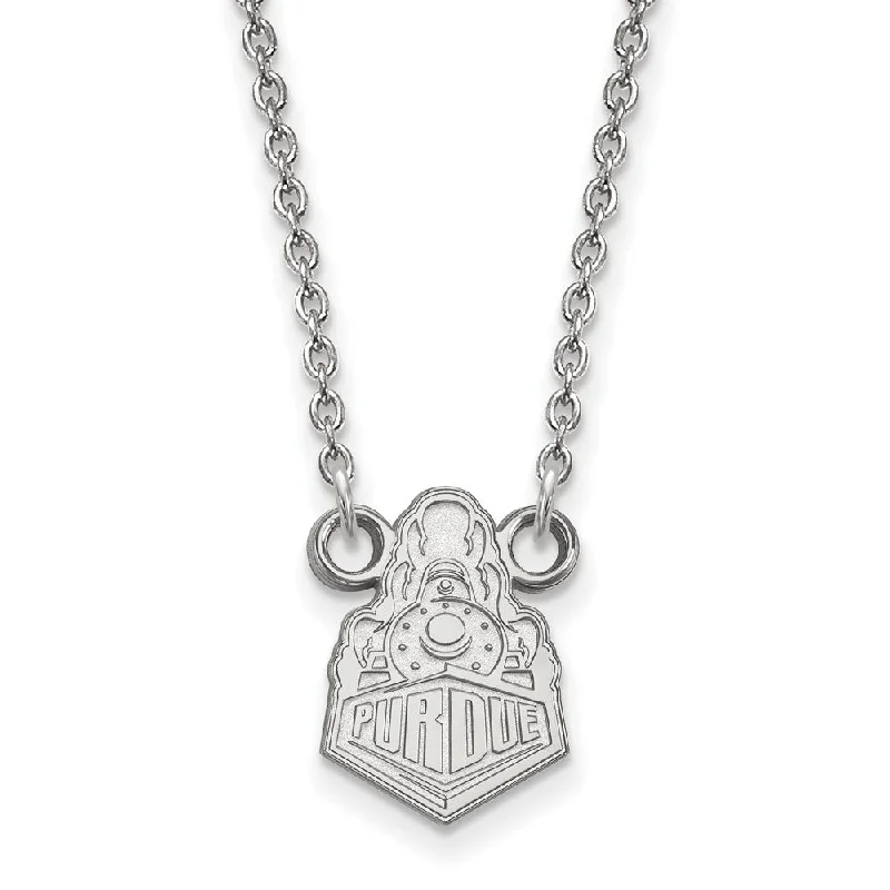 Ladies necklaces polished brilliance -Sterling Silver Purdue Small Logo Pendant Necklace