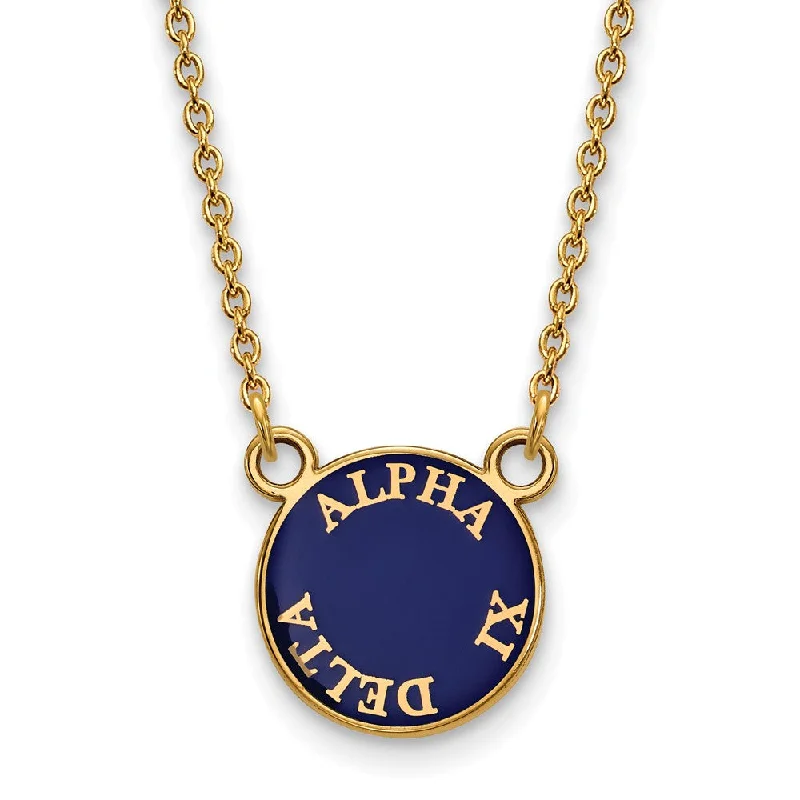 Ladies necklaces shiny elegance -14K Plated Silver Alpha Xi Delta Small Round Enamel Necklace