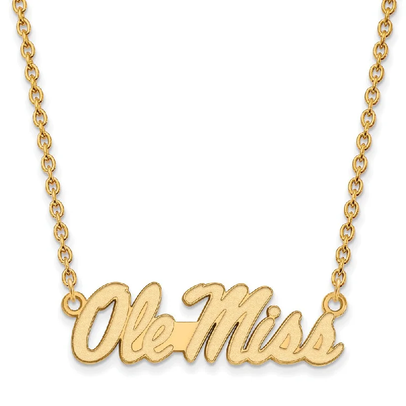 Ladies necklaces with sunset amber -14k Yellow Gold U of Mississippi Ole Miss Logo Pendant Necklace