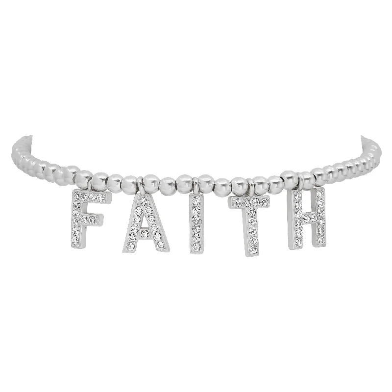 Ladies bracelets wavy flair -FAITH STRETCH BRACELET, SILVER