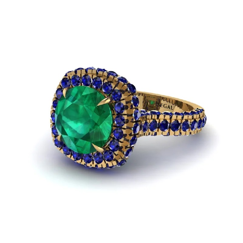 engagement-heart-wide-band-rings-Emerald Pave Double Halo Engagement Ring - Eve No. 64