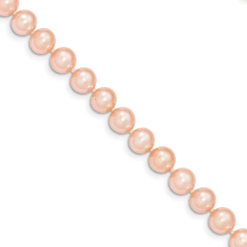 Ladies necklaces with sea calcite -7-8mm, Pink FW Cultured Pearl & 14k Yellow Gold Clasp Necklace