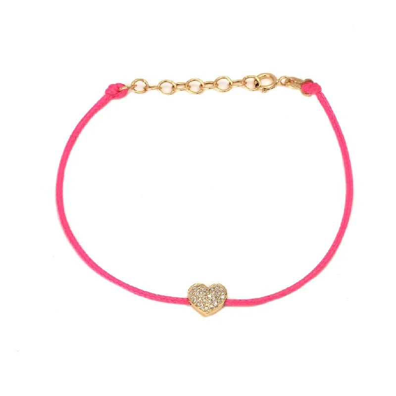 Ladies bracelets with mist apatite -14K Yellow Gold Diamond Heart Bracelet