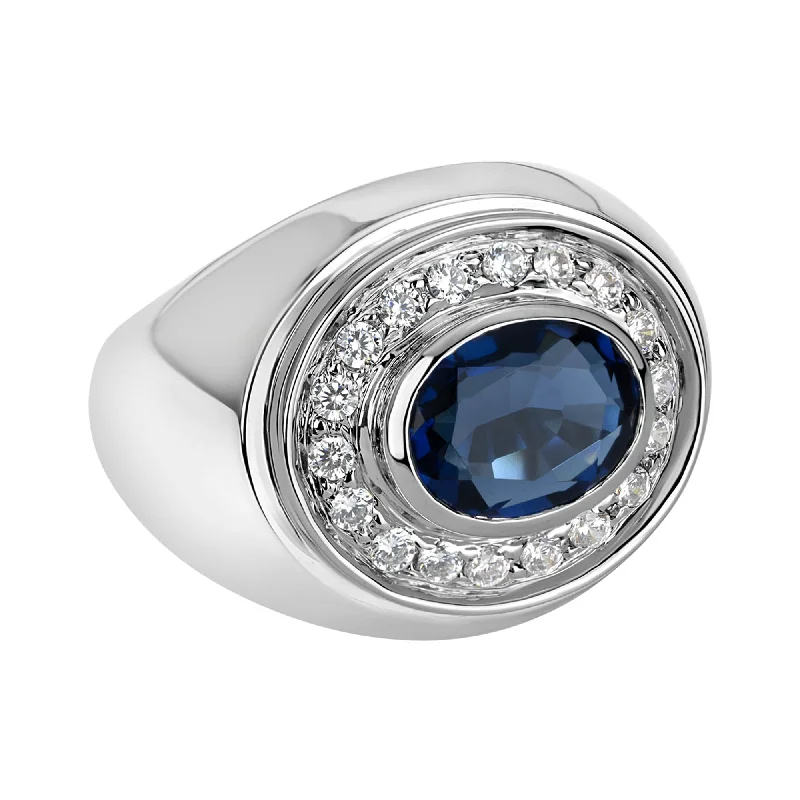 ladies-birthstone-gold-rings-Repair - Ring - Blue Sapphire and Diamond in 18K Gold