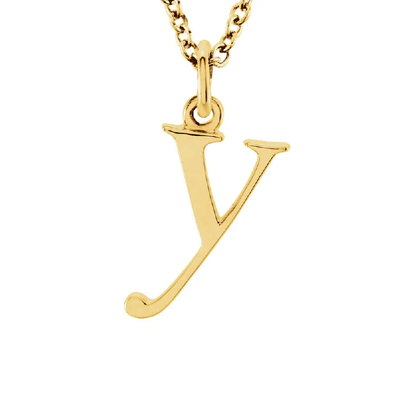 Ladies necklaces for boho vibes -The Abbey Lower Case Initial 'y' Necklace in 14k Yellow Gold, 16 Inch