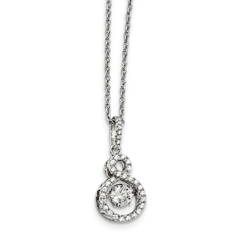 Ladies necklaces bowed elegance -Rhodium Plated Sterling Silver & CZ Infinity Necklace, 18-20 Inch