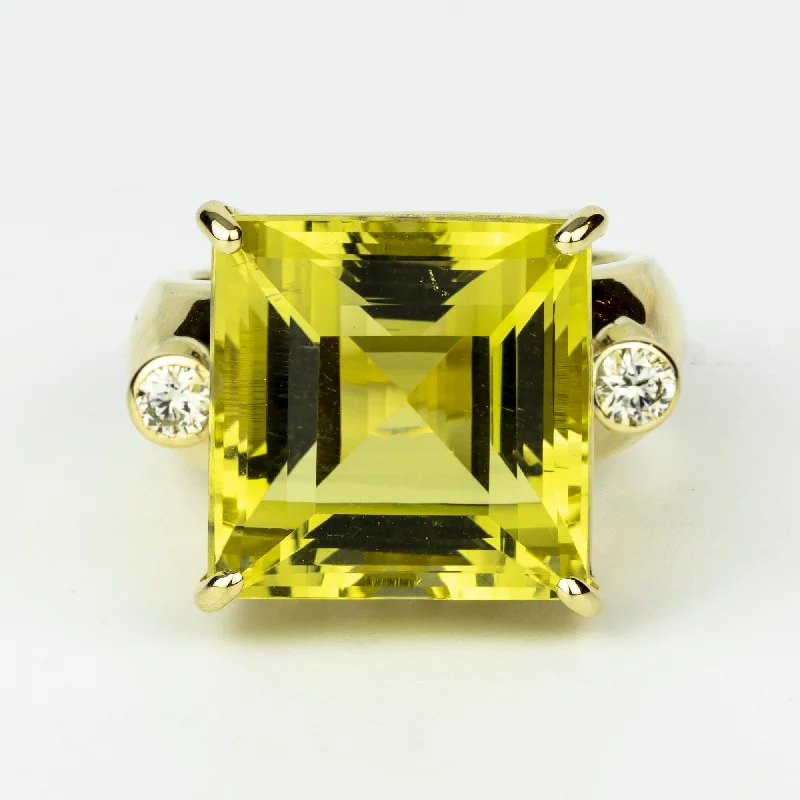 ladies-silver-pave-rings-Ring - Lemon Quartz And Diamond