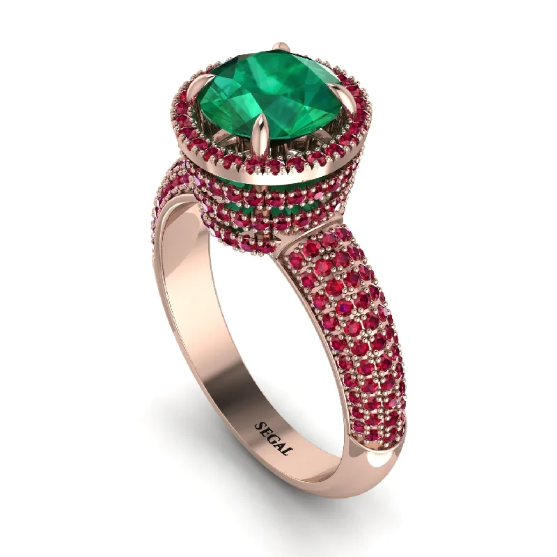 engagement-gold-channel-set-rings-Emerald Cluster Halo Engagement Ring - Katie No. 50