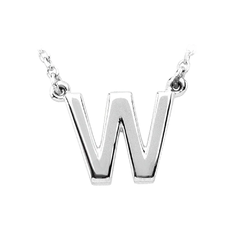 Ladies necklaces for nomad vibes -14K White Gold, Kendall Collection, Block Initial W Necklace, 16 Inch