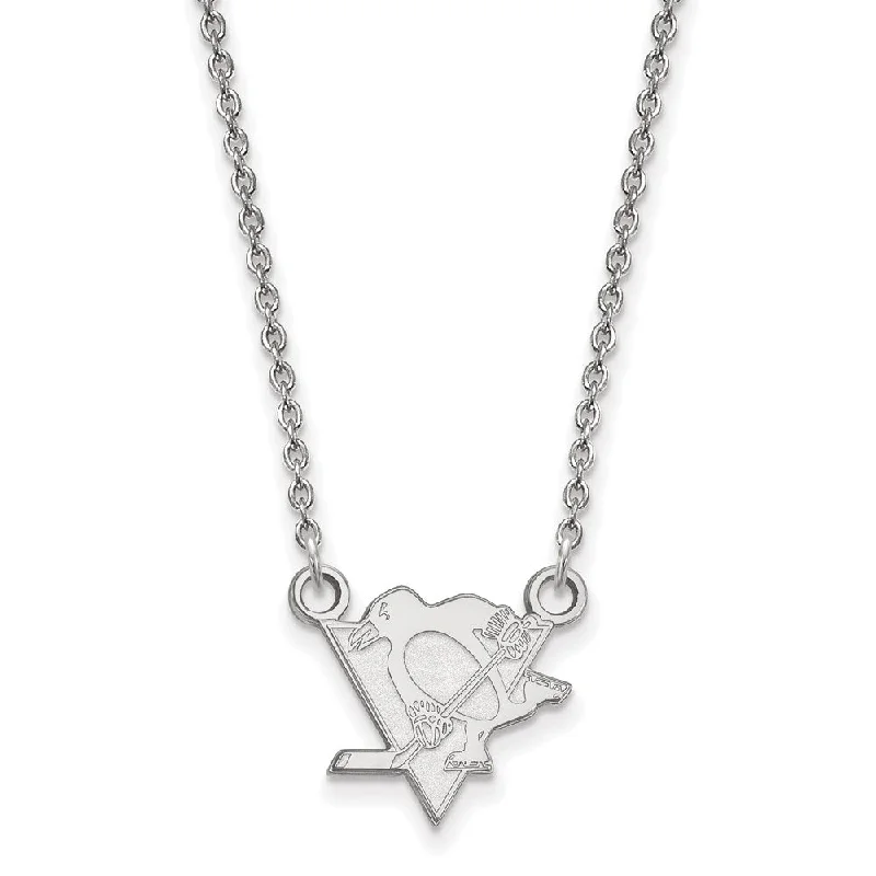 Ladies necklaces for chill vibes -Sterling Silver NHL Pittsburgh Penguins Small Necklace, 18in