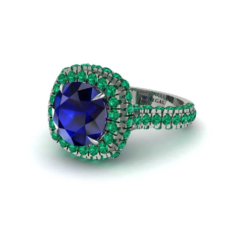 engagement-diamond-wide-band-rings-Sapphire Pave Double Halo Engagement Ring - Eve No. 30