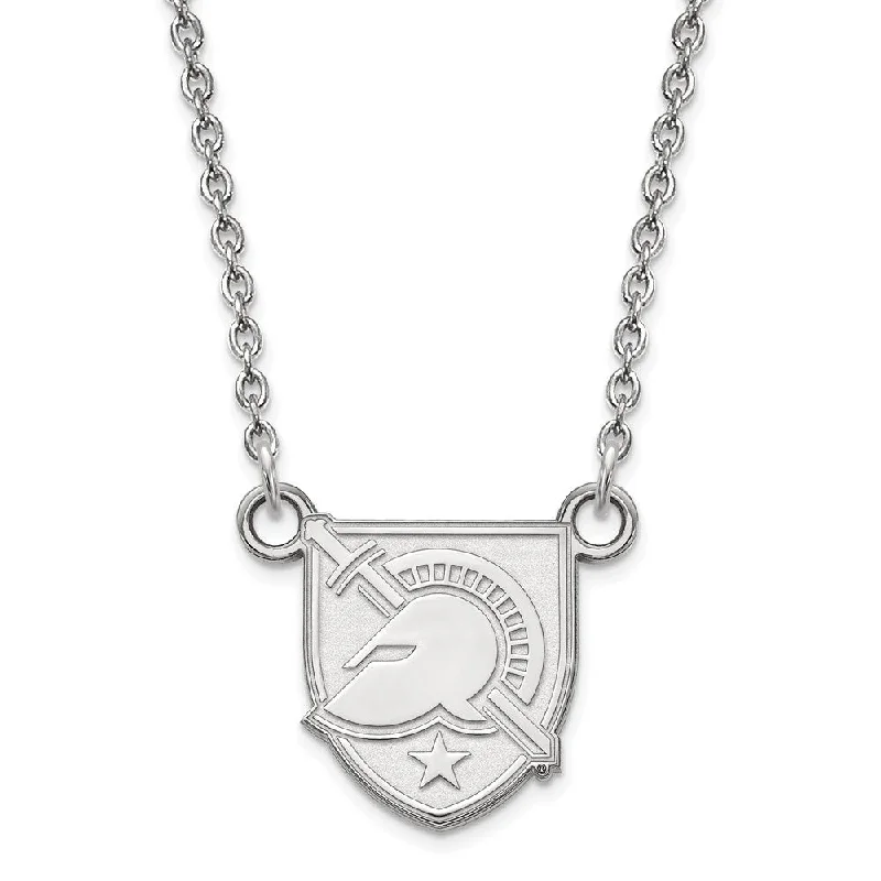 Ladies necklaces organic elegance -10k White Gold Military Academy Small Shield Necklace