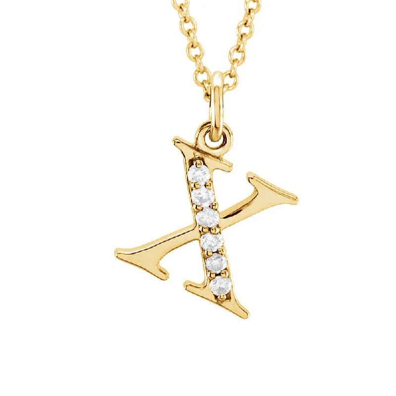 Ladies necklaces for bakers -The Abbey 14k Yellow Diamond Lower Case Initial 'x' Necklace 16 Inch