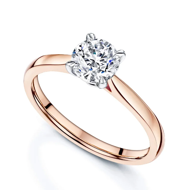 engagement-birthstone-accent-rings-Simply Solitaire Collection 18ct Rose Gold Diamond Solitaire Engagement Ring GIA Certified 1.00 Carat