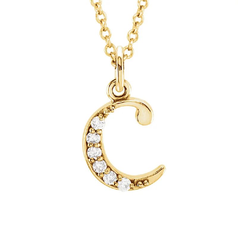 Ladies necklaces artsy elegance -The Abbey 14k Yellow Diamond Lower Case Initial 'c' Necklace 16 Inch