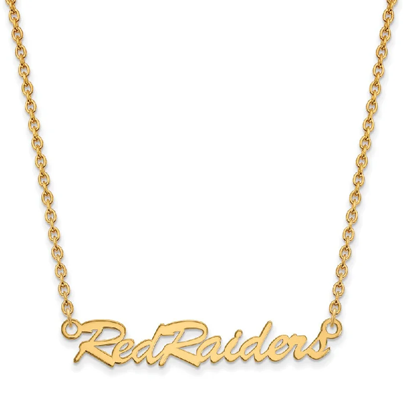 Ladies necklaces for workday style -14k Gold Plated Silver Texas Tech U Medium Pendant Necklace