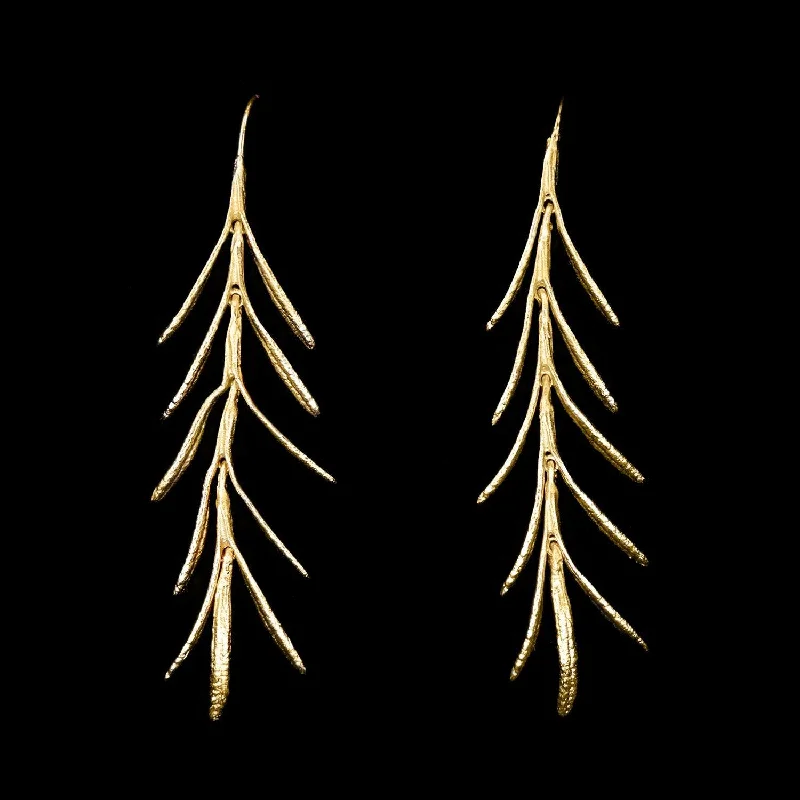 ladies-classic-clip-on-earrings-Fine Rosemary Earrings - Long Drop Wire