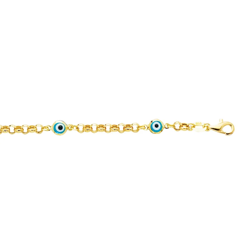 Ladies bracelets fancy flair -14k Yellow Evil Eye Bracelet- 5.5"