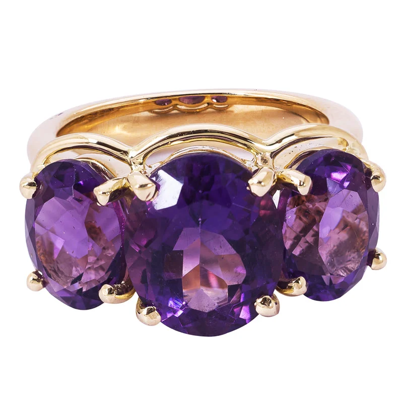 ladies-emerald-bypass-rings-Repair - Ring - Amethyst in 18K Gold