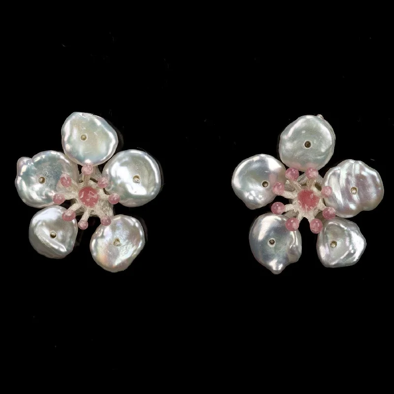 ladies-star-rose-gold-earrings-Cherry Blossom Earrings - Flower Post