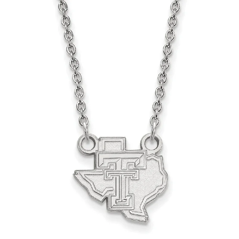 Ladies necklaces cosmic elegance -14k White Gold Texas Tech U Small Pendant Necklace