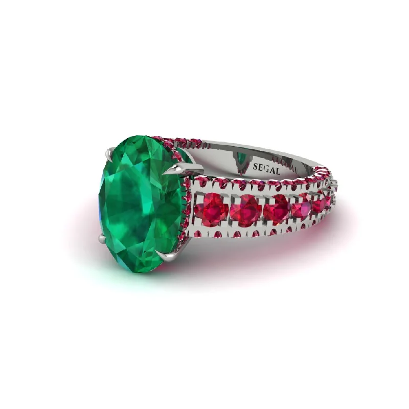 engagement-radiant-cut-emerald-rings-4ct Oval Cut Emerald Pave Engagement Ring - Selah No. 51