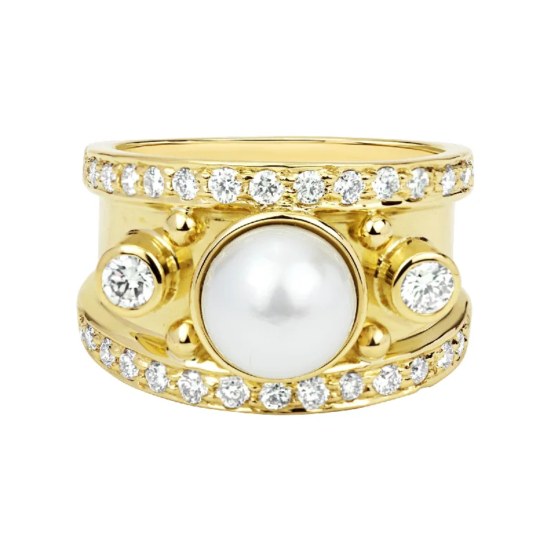 ladies-infinity-platinum-rings-Ring - South Sea Pearl And Diamond (2323E)