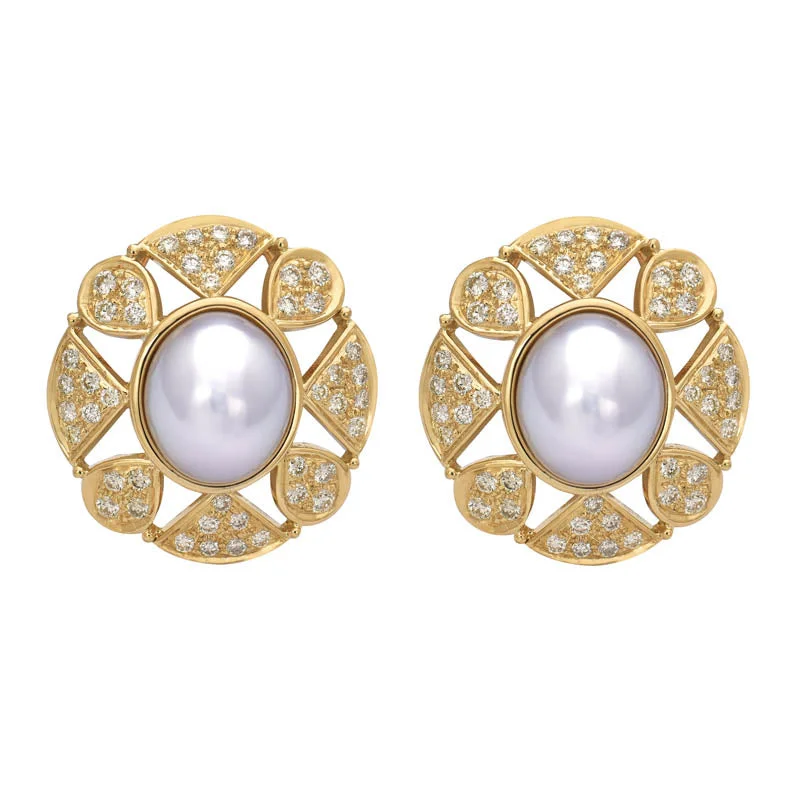 ladies-delicate-silver-earrings-Earrings- South Sea Pearl and Diamond