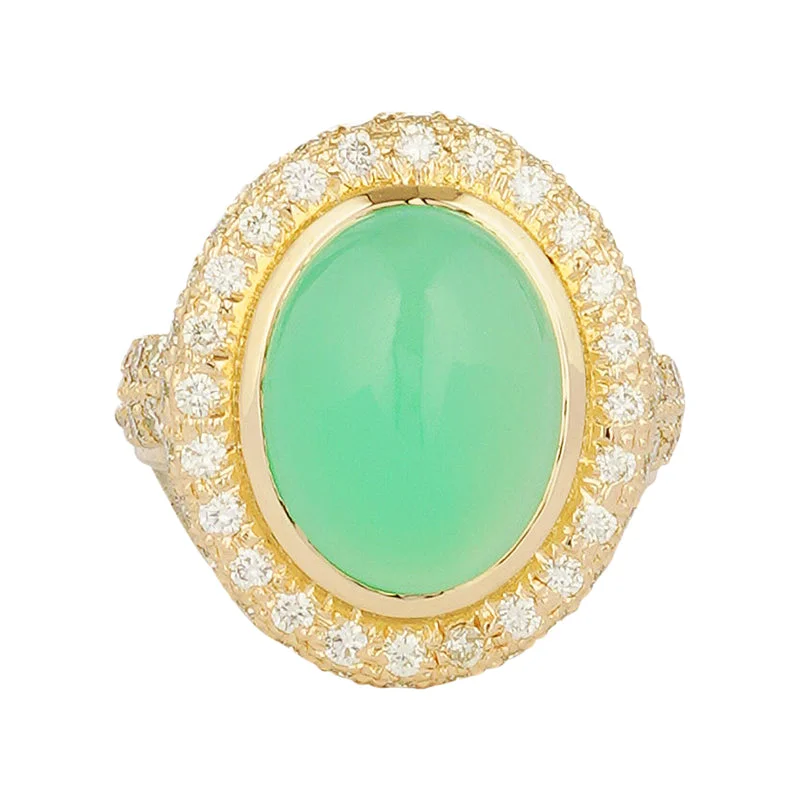 ladies-wedding-rose-gold-rings-Ring - Chrysoprase and Diamond (2221F)