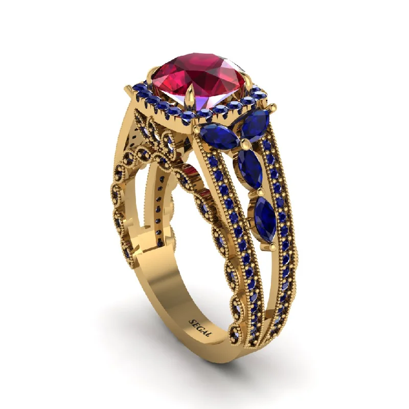 engagement-classic-rose-gold-rings-Ruby Eternal Embrace Double Shank Filigree Engagement Ring - Celine No. 70