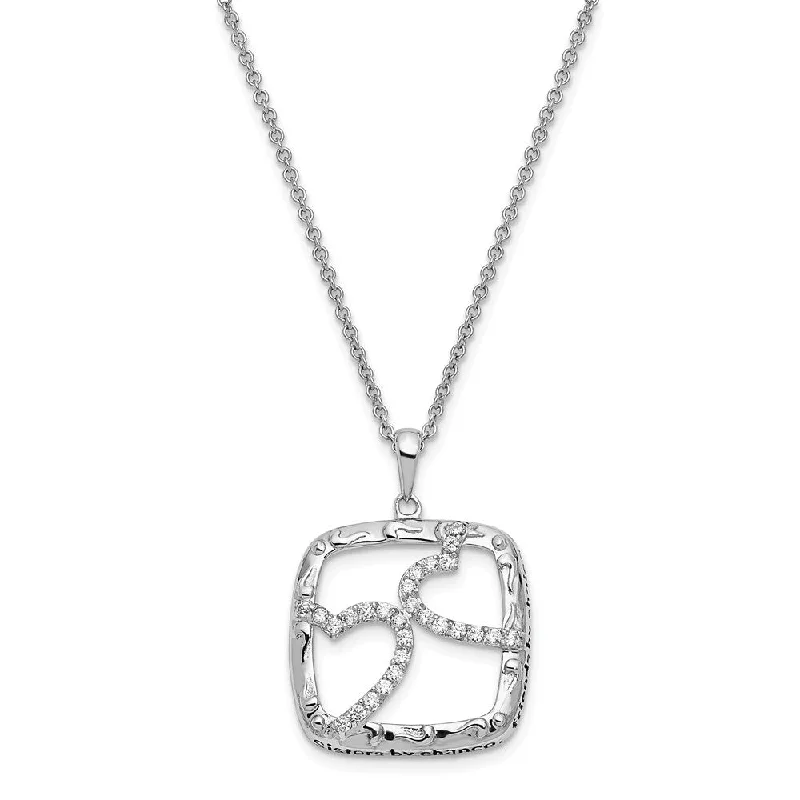 Ladies necklaces for summit vibes -Rhodium Plated Sterling Silver & CZ Sisters By Chance Necklace, 18 In.