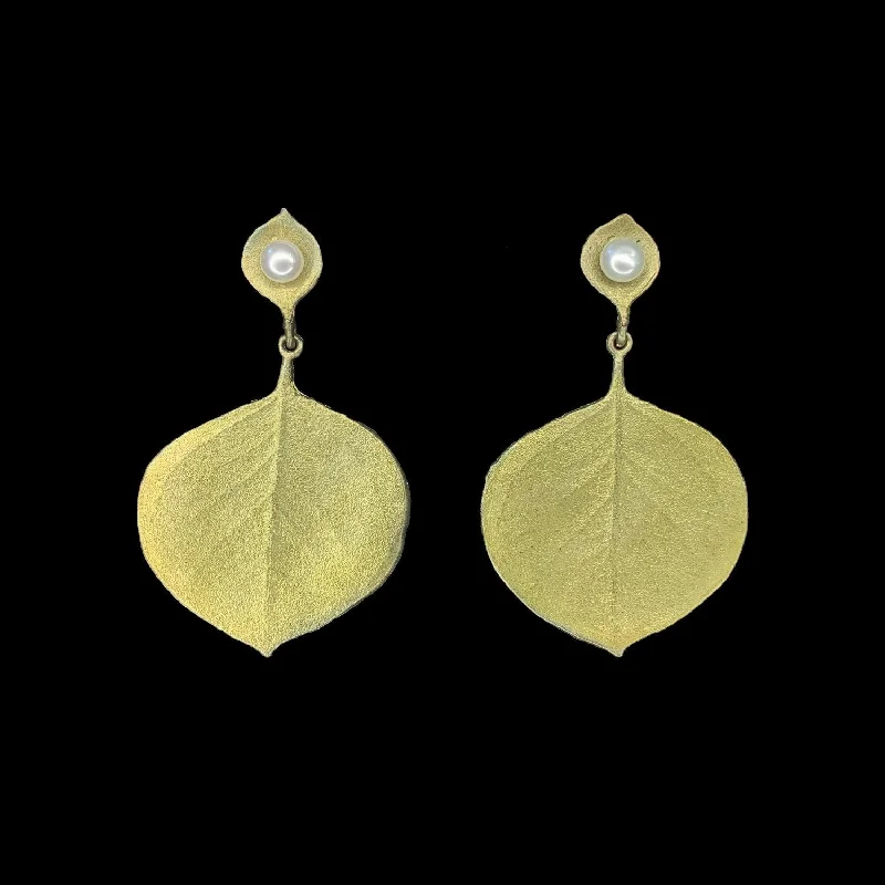 ladies-vintage-bar-earrings-Round Leaf Eucalyptus Earrings - Post