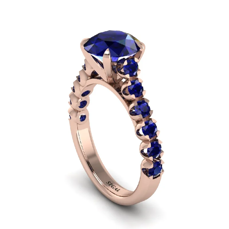 engagement-oval-rose-gold-rings-2ct Round Cut Sapphire 14K Gold Engagement Ring - Christina No. 74