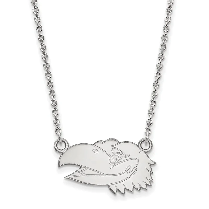 Ladies necklaces for innovator vibes -10k White Gold U of Kansas Sm Jayhawk Pendant Necklace