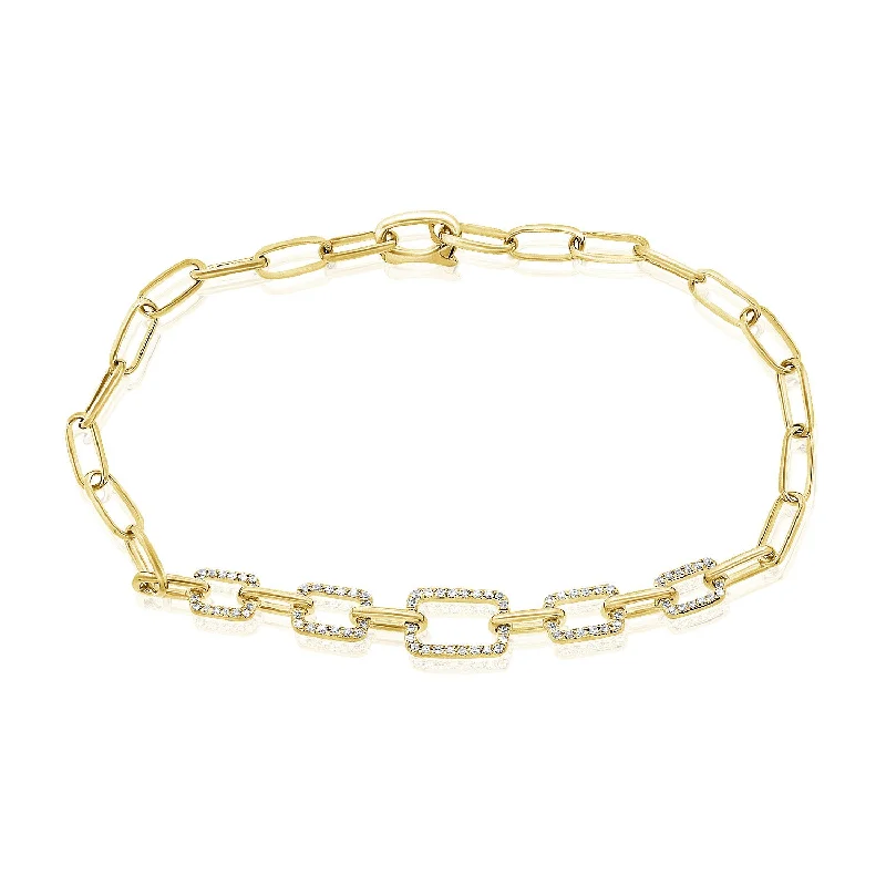 Ladies bracelets understated charm -14K Yellow Gold Diamond Fancy Link Bracelet