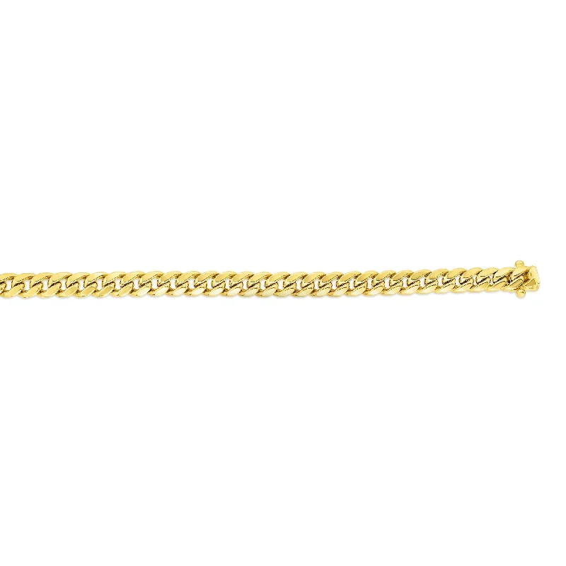 Ladies bracelets vintage flair -8.5" 14K Yellow Gold 6.9Mm Semi-Solid Miami Cuban Link Bracelet