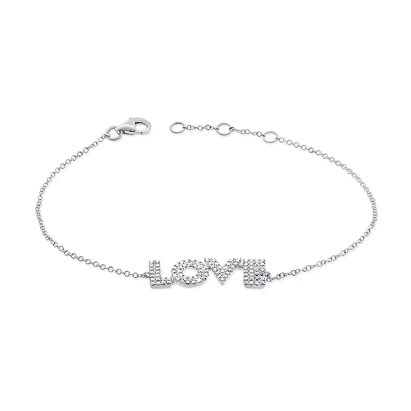 Ladies bracelets with wand charms -14K White Gold Diamond Love Bracelet