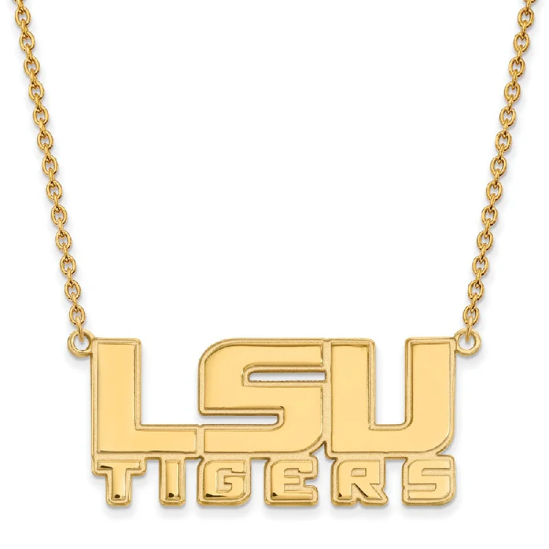 Ladies necklaces for rhyme lovers -14k Gold Plated Silver Louisiana State Logo Pendant Necklace