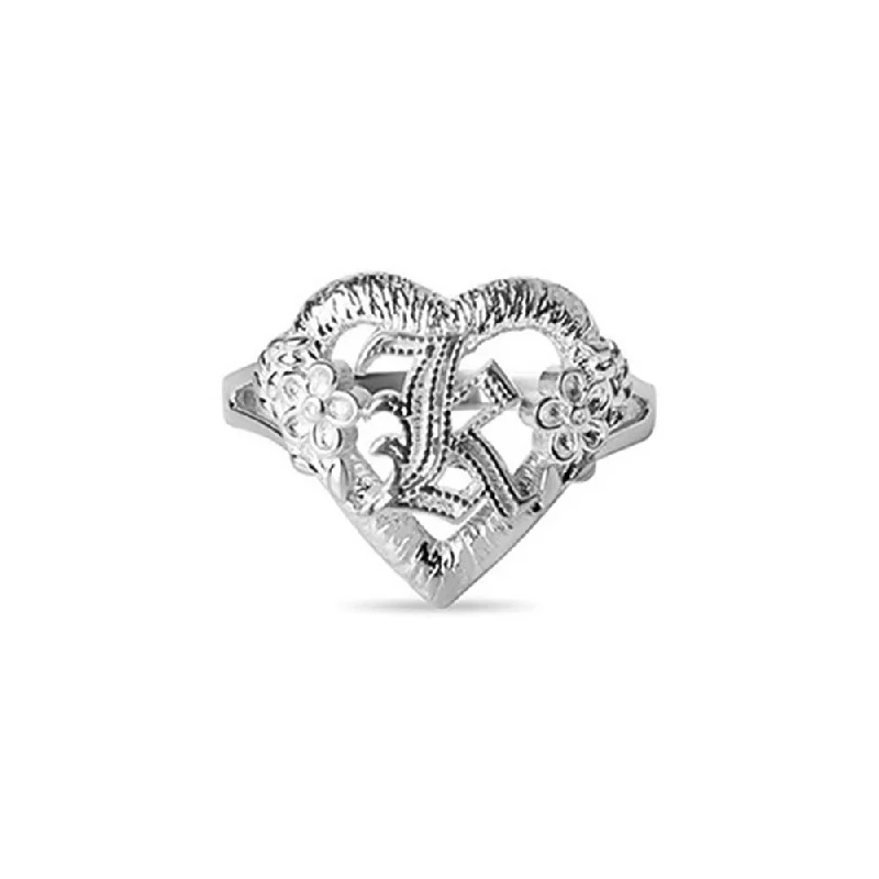 ladies-emerald-cut-gold-rings-THE CUTOUT OLD ENGLISH FLOWER HEART LETTER RING